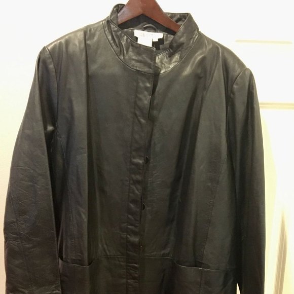 Silhouettes Jackets & Blazers - Leather Coat Woman's  Size 20